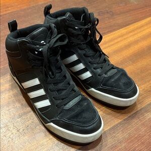 Adidas Men's Black Sneakers with White Stripes